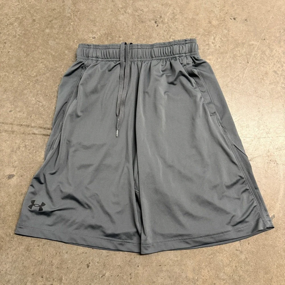 Under Armour‎ Mens Gray Loose Fit Mesh Panel Athletic Basketball Shorts Small